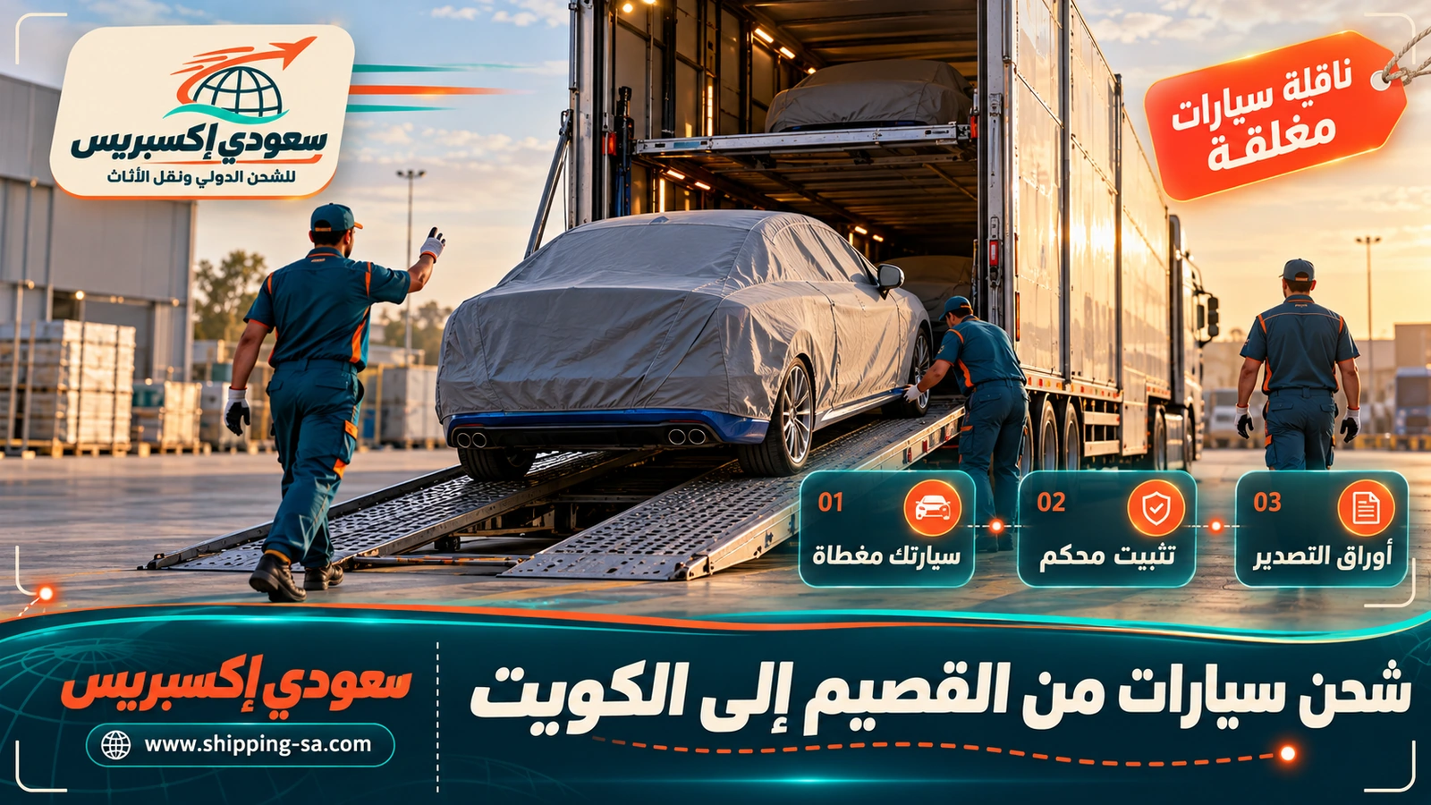 شحن سيارات من القصيم إلى الكويت