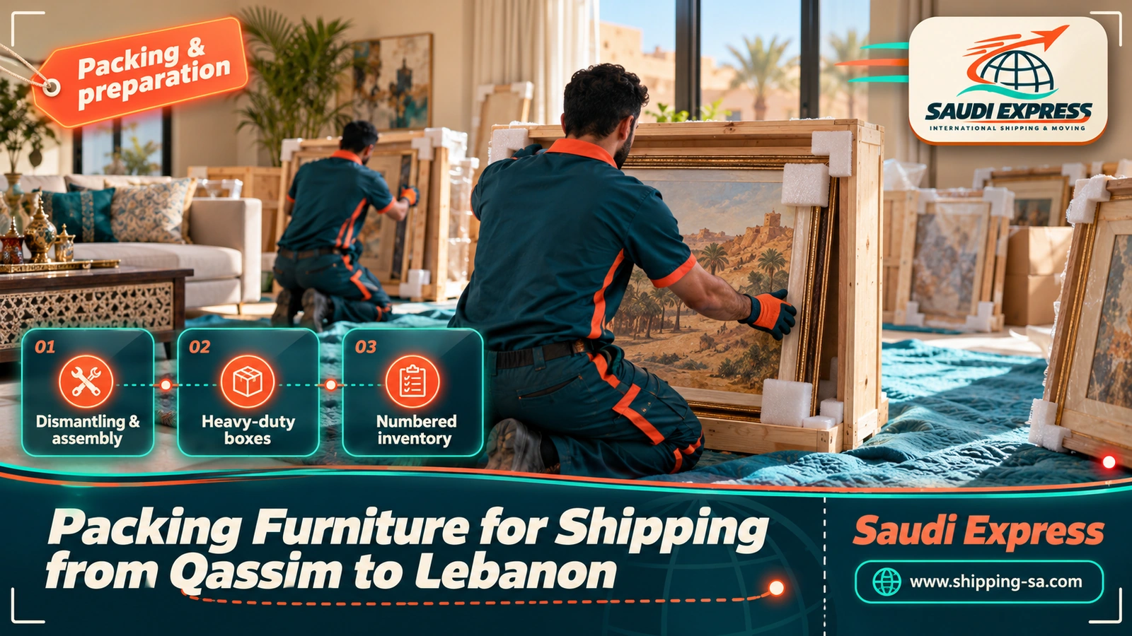 Packing Furniture for Shipping from Qassim to Lebanon