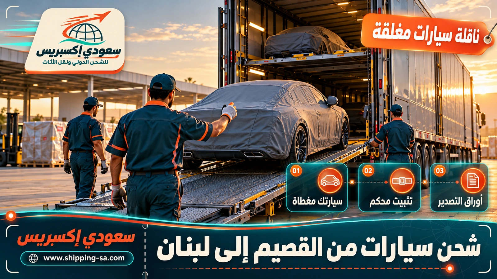 شحن سيارات من القصيم إلى لبنان