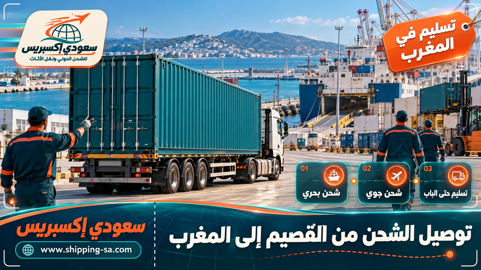توصيل الشحن من القصيم إلى المغرب