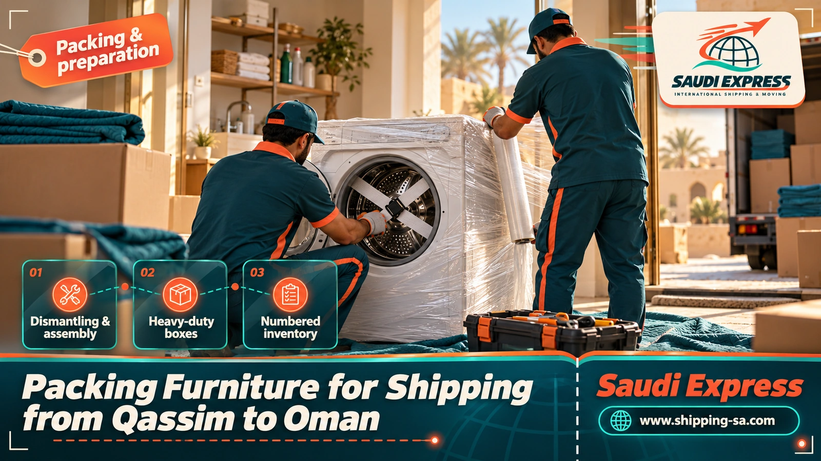 Packing Furniture for Shipping from Qassim to Oman