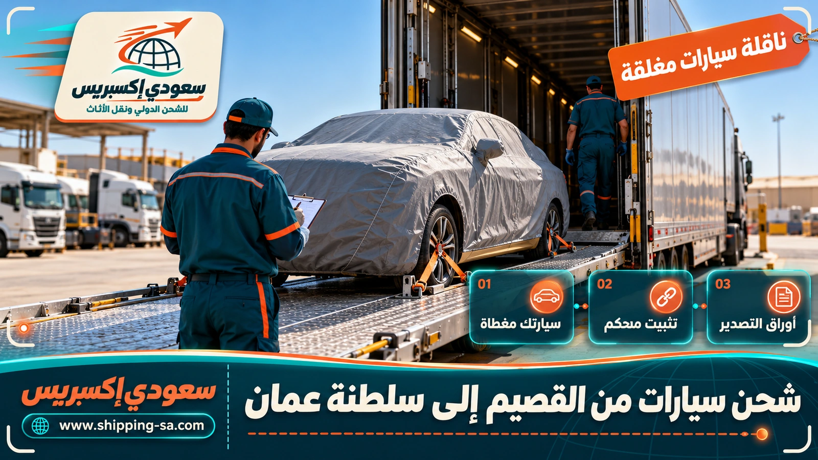 شحن سيارات من القصيم إلى سلطنة عمان