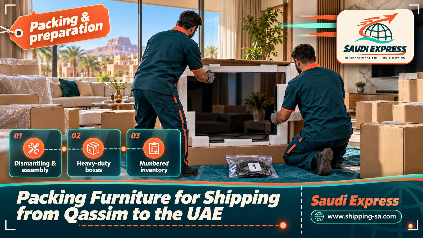 Packing Furniture for Shipping from Qassim to the UAE