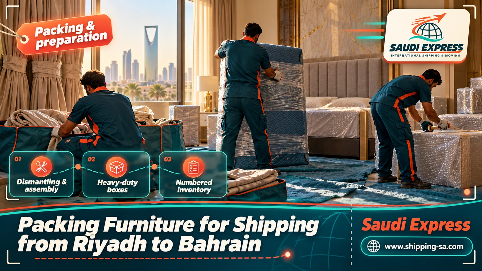 Packing Furniture for Shipping from Riyadh to Bahrain