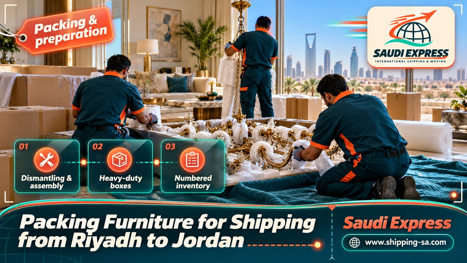 Packing Furniture for Shipping from Riyadh to Jordan