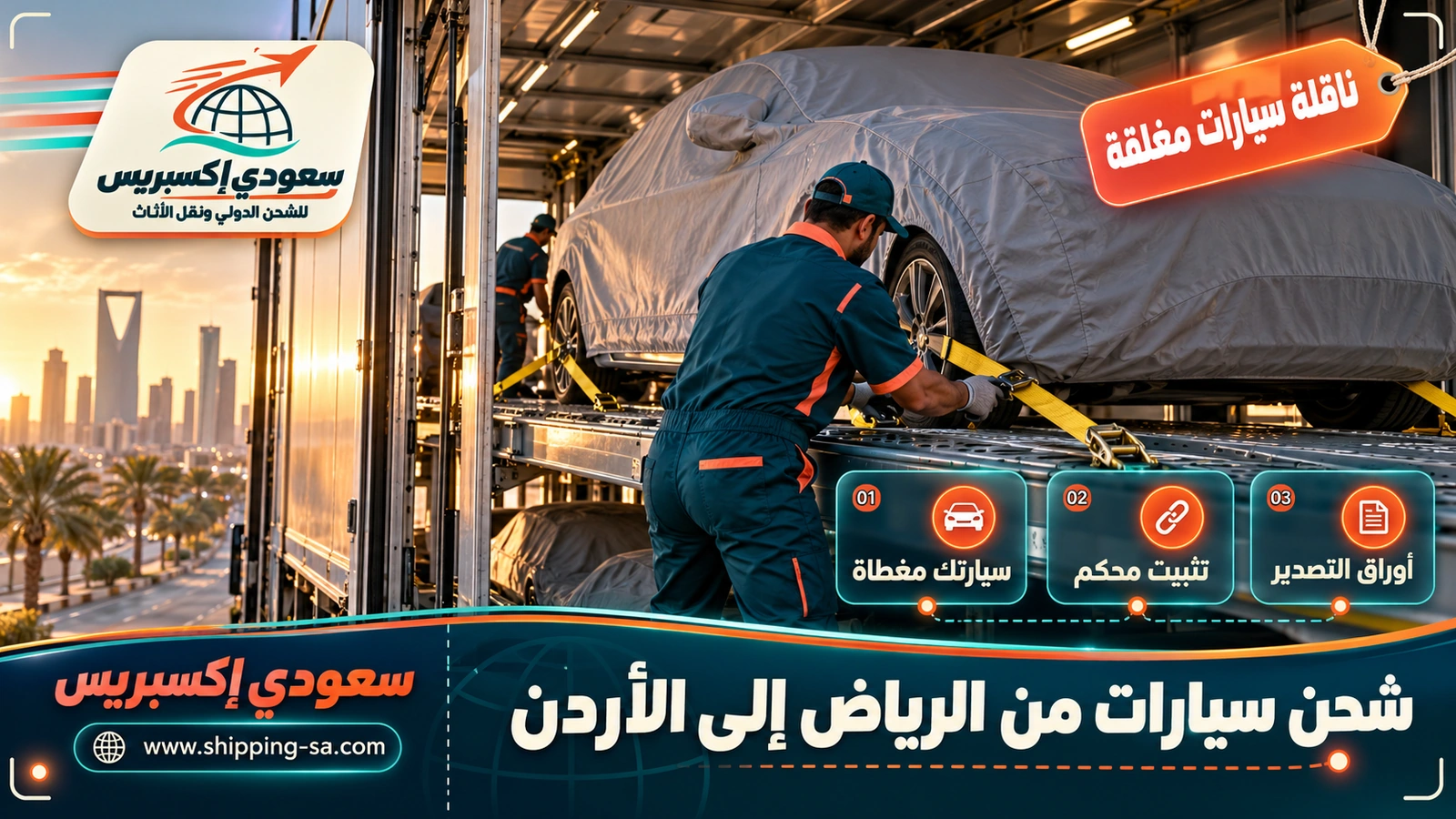 شحن سيارات من الرياض إلى الأردن