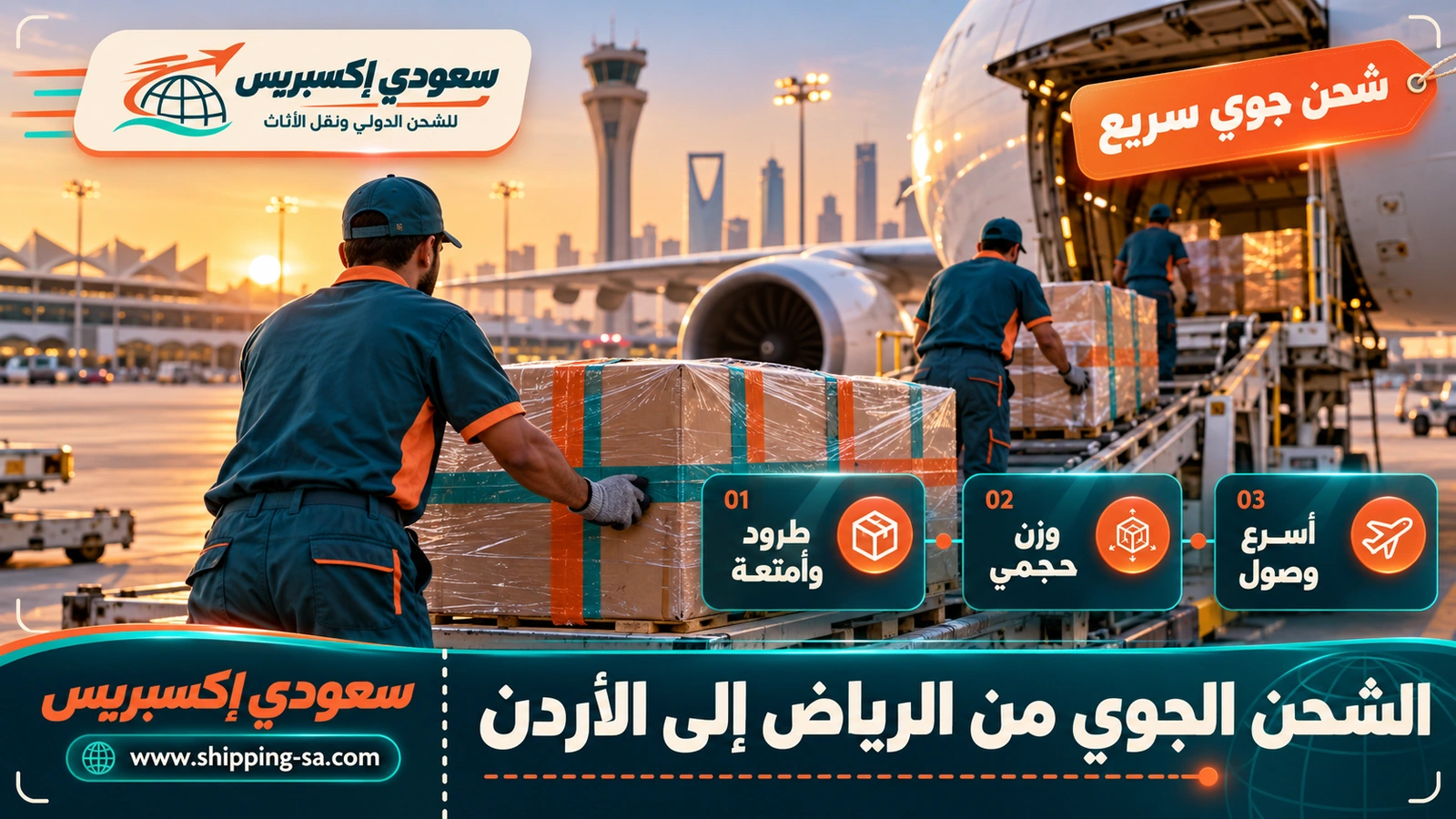 الشحن الجوي من الرياض إلى الأردن