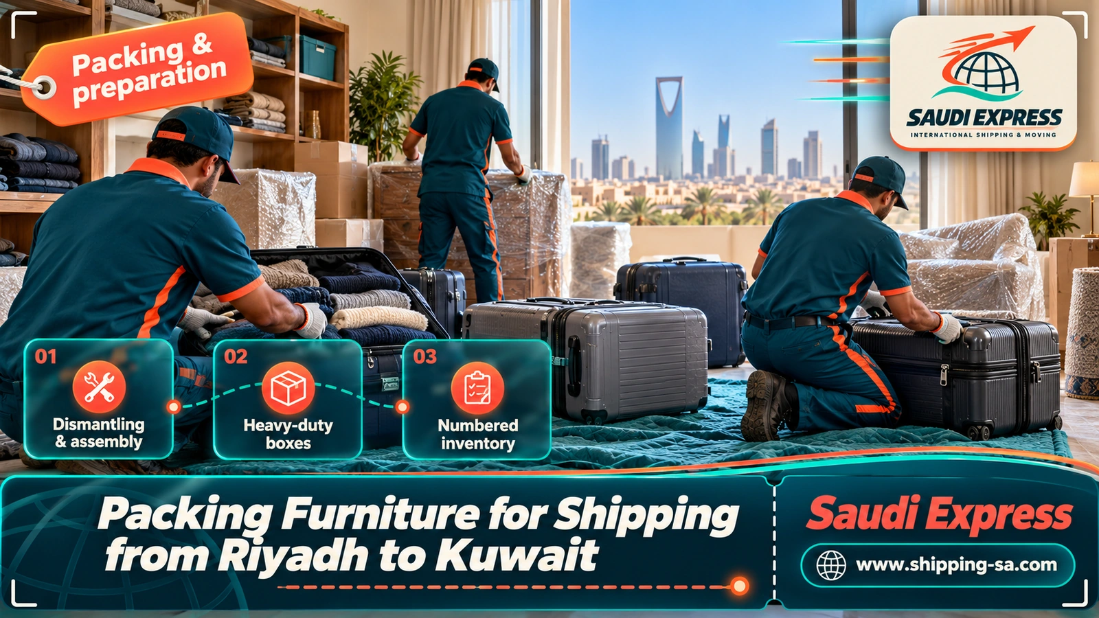 Packing Furniture for Shipping from Riyadh to Kuwait