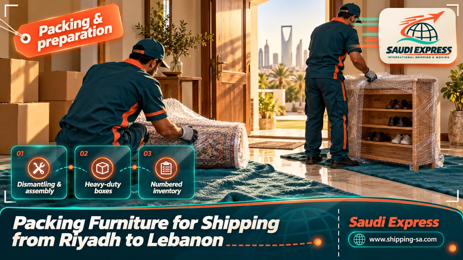 Packing Furniture for Shipping from Riyadh to Lebanon