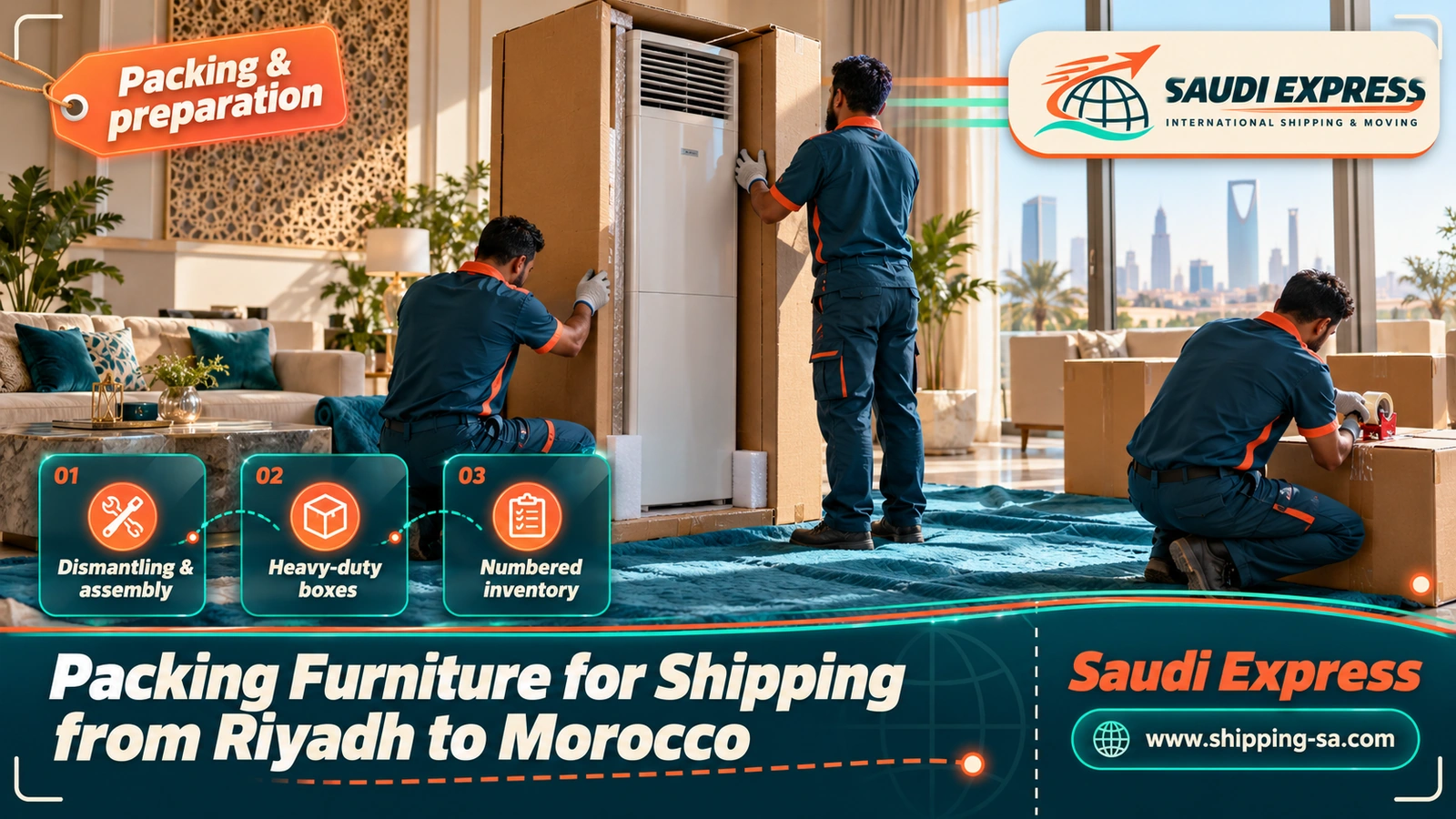 Packing Furniture for Shipping from Riyadh to Morocco