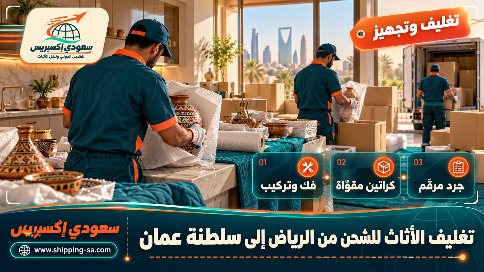 تغليف الأثاث للشحن من الرياض إلى سلطنة عمان