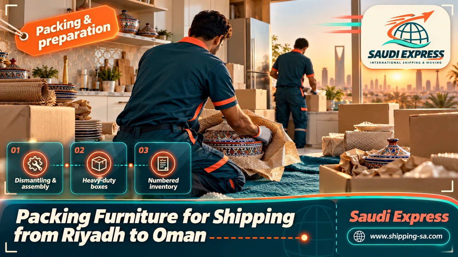 Packing Furniture for Shipping from Riyadh to Oman