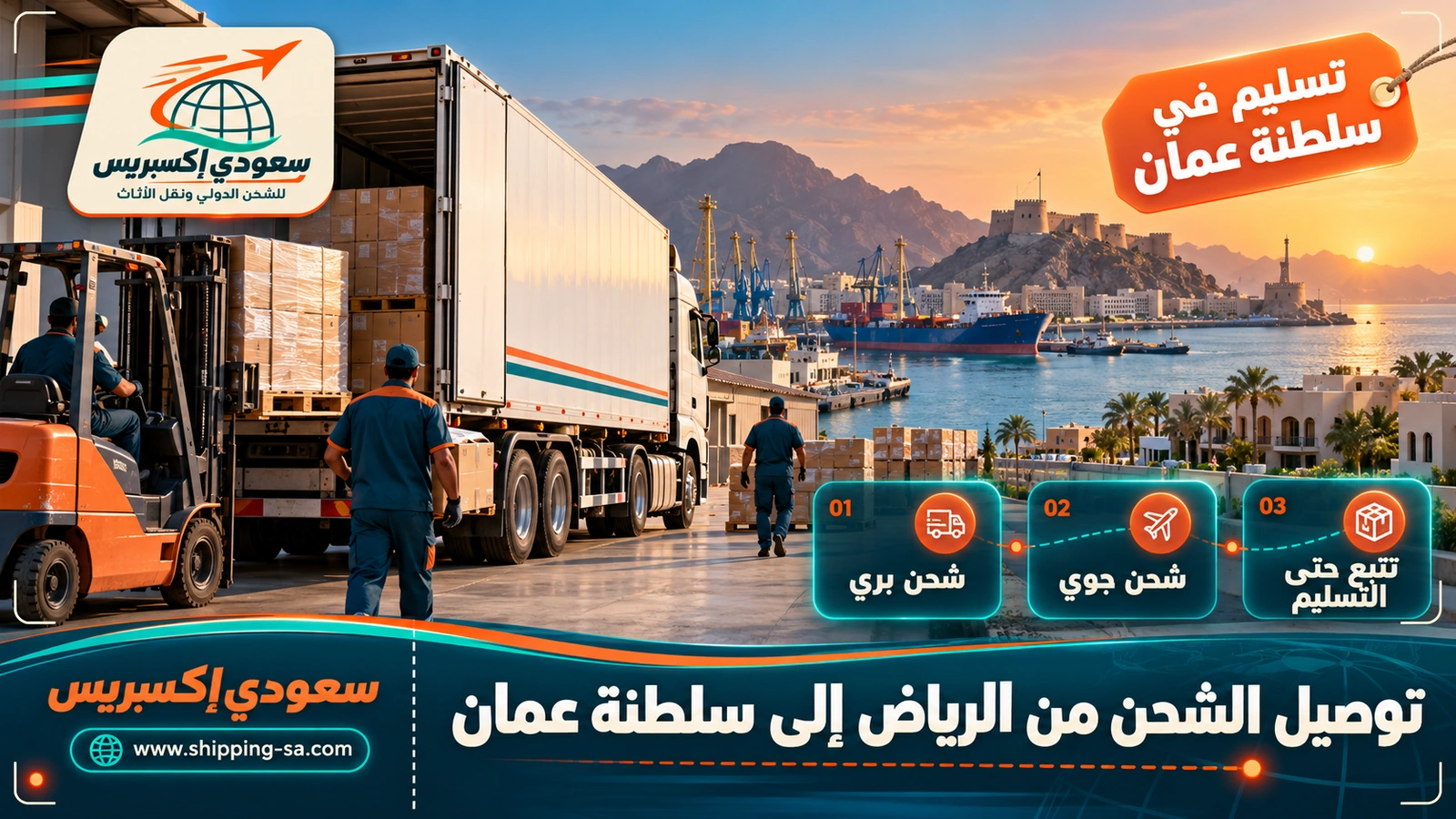 توصيل الشحن من الرياض إلى سلطنة عمان