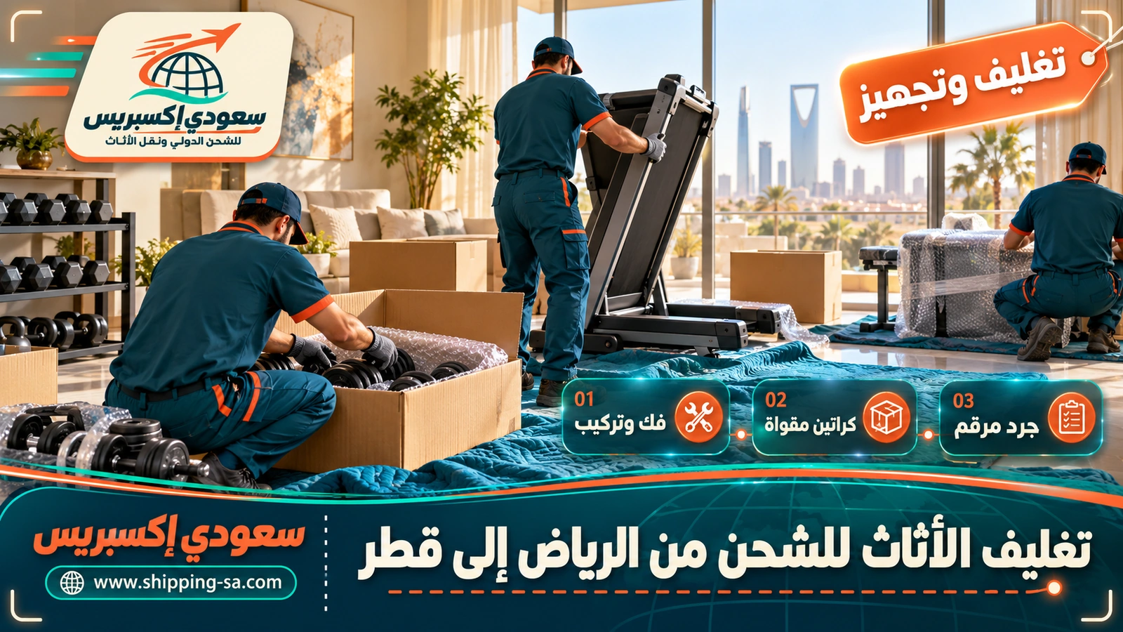 تغليف الأثاث للشحن من الرياض إلى قطر
