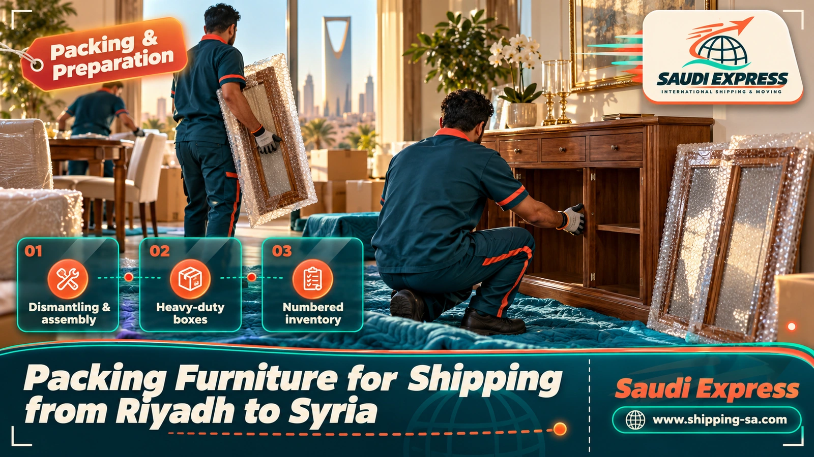 Packing Furniture for Shipping from Riyadh to Syria