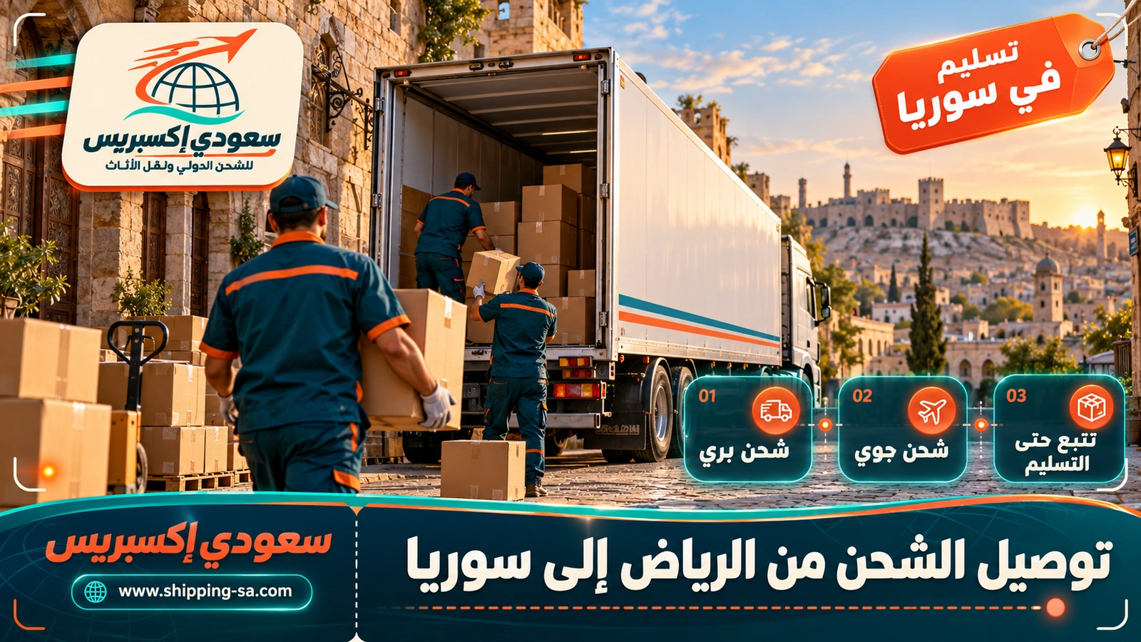 توصيل الشحن من الرياض إلى سوريا