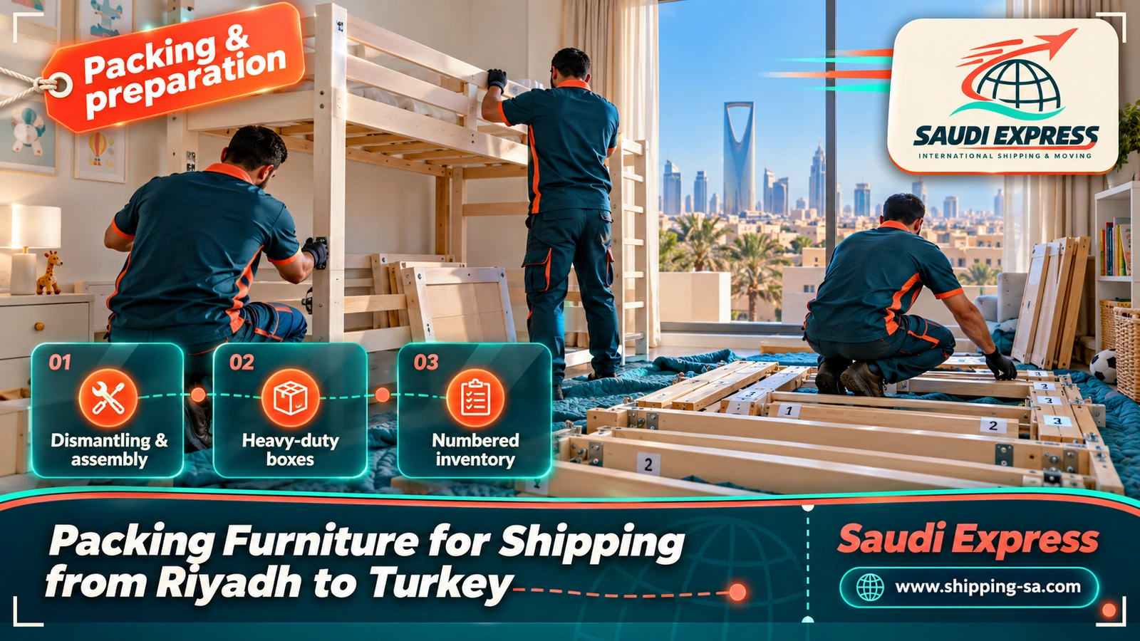 Packing Furniture for Shipping from Riyadh to Turkey