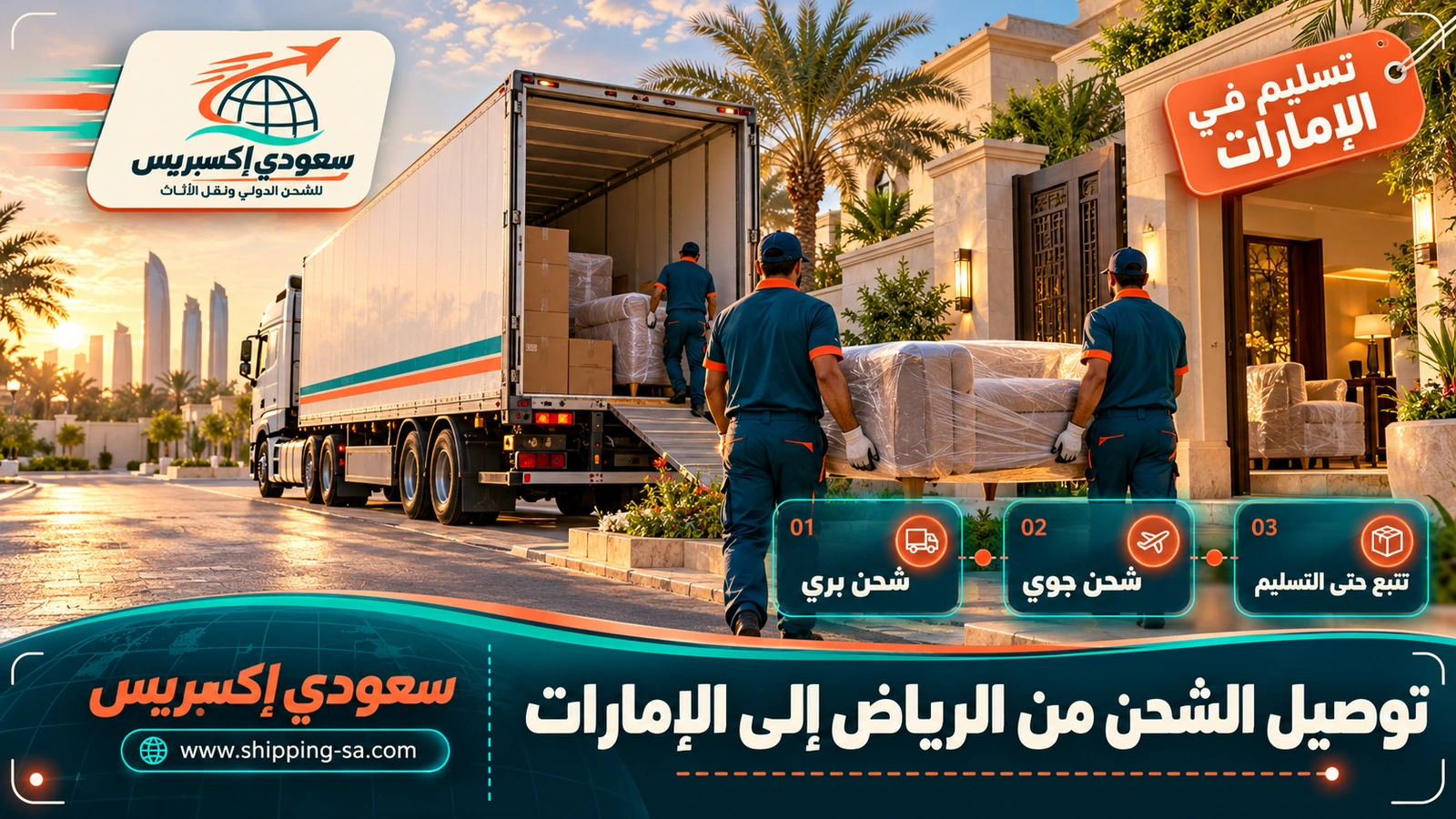 توصيل الشحن من الرياض إلى الإمارات