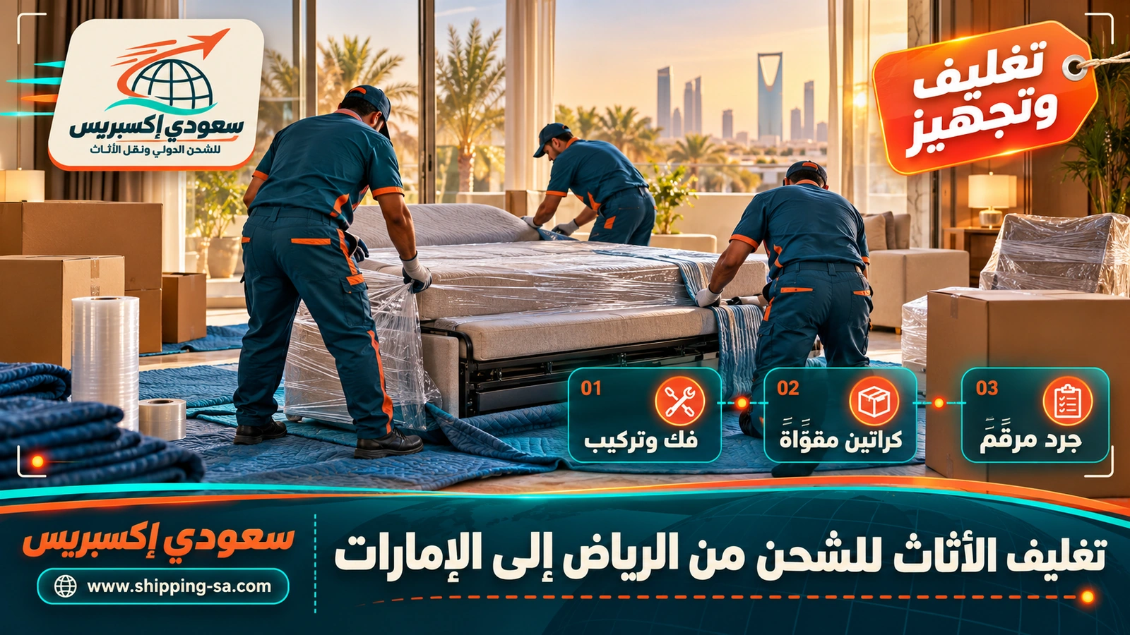 تغليف الأثاث للشحن من الرياض إلى الإمارات