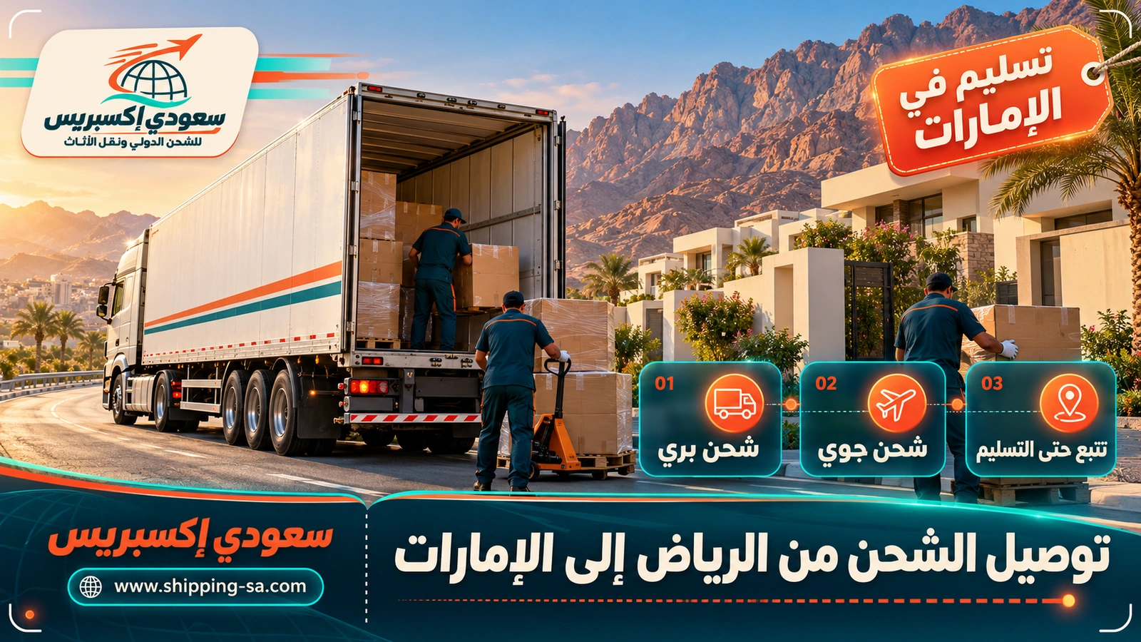 توصيل الشحن من الرياض إلى الإمارات