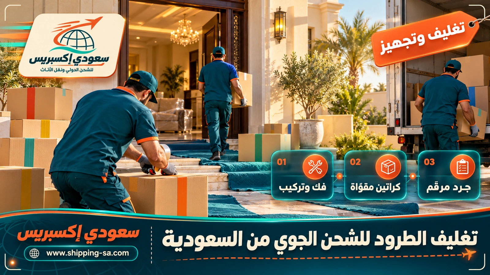 تغليف الطرود للشحن الجوي من السعودية