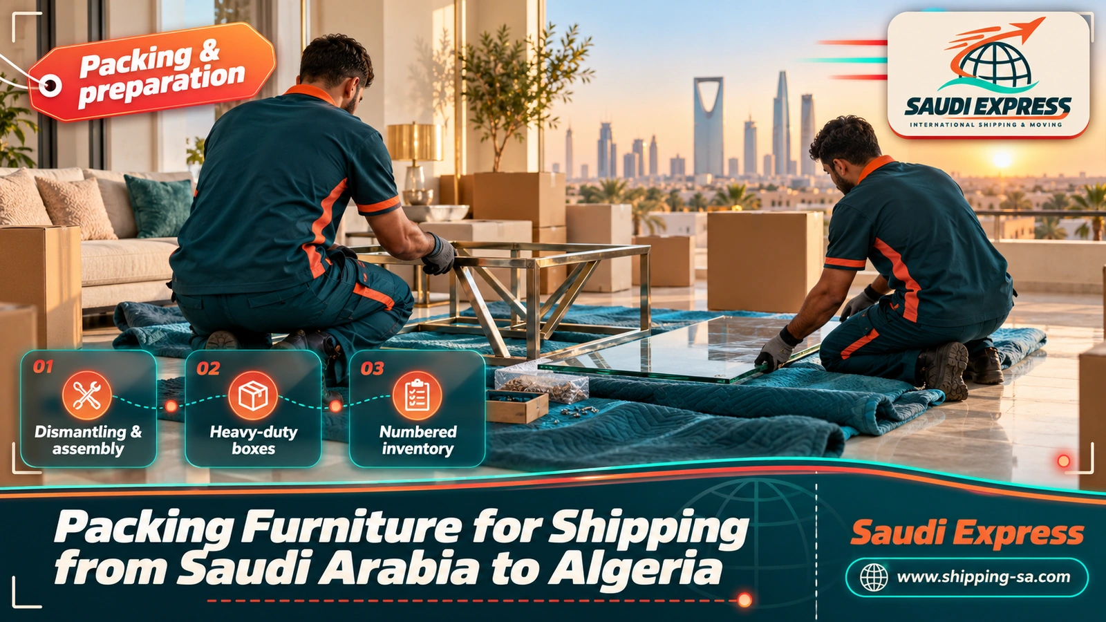 Packing Furniture for Shipping from Saudi Arabia to Algeria