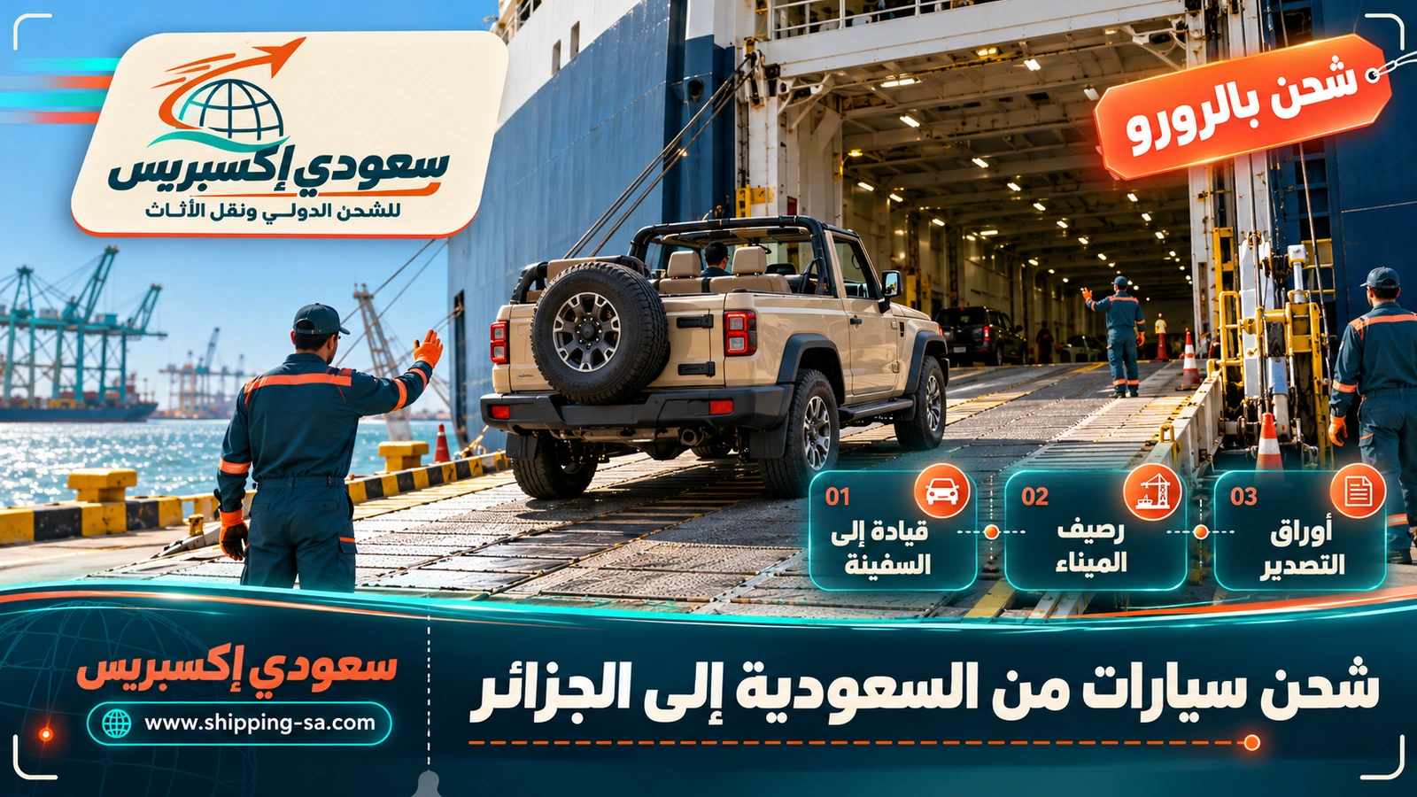 شحن سيارات من السعودية إلى الجزائر