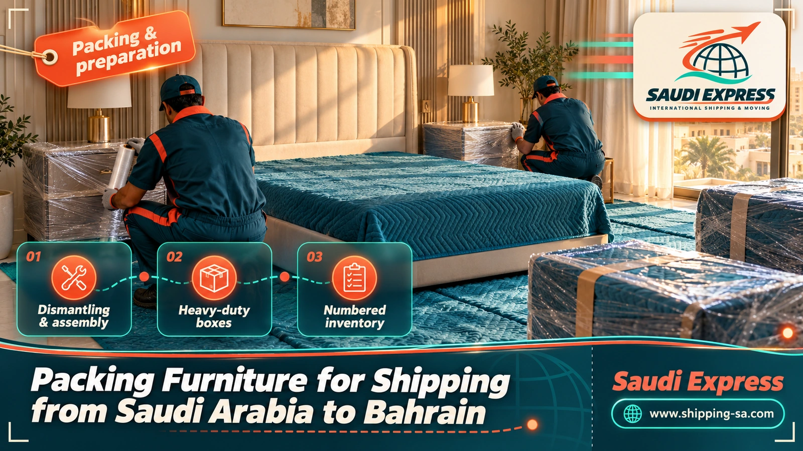 Packing Furniture for Shipping from Saudi Arabia to Bahrain