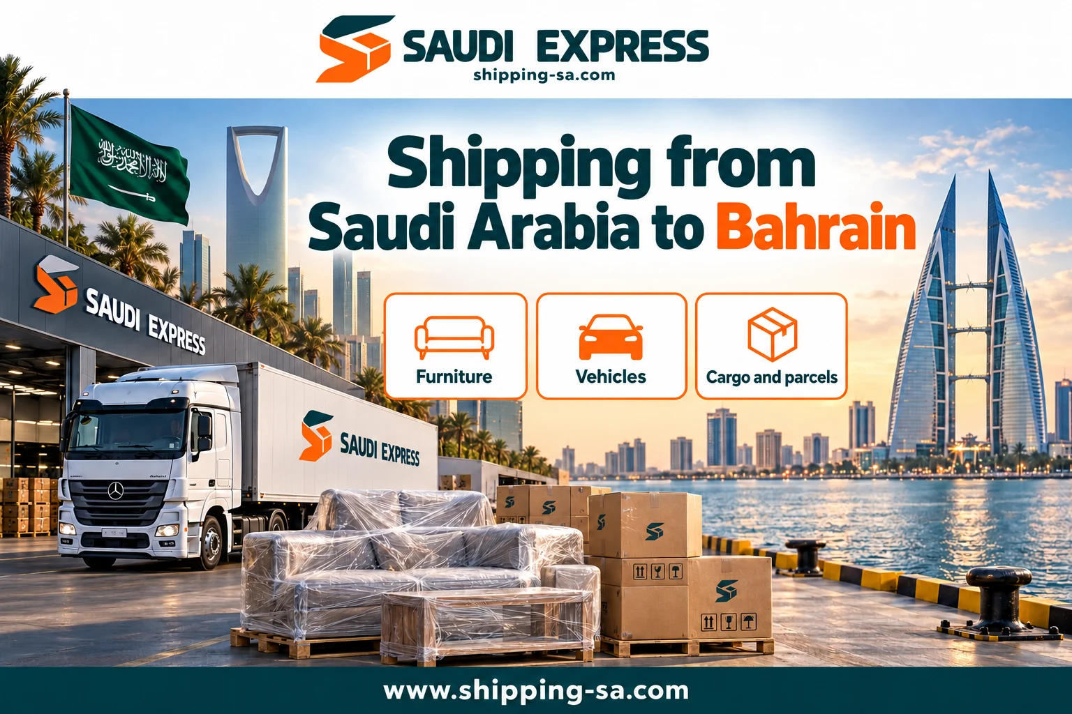 Shipping from Saudi Arabia to Bahrain — furniture, cargo and parcels