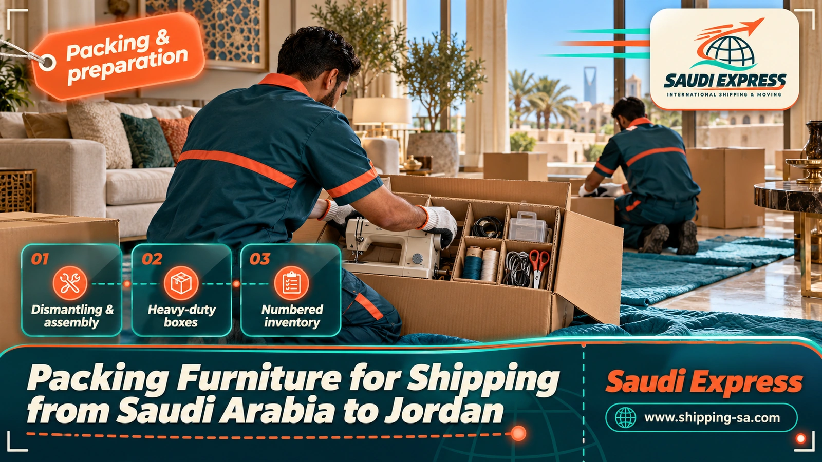 Packing Furniture for Shipping from Saudi Arabia to Jordan