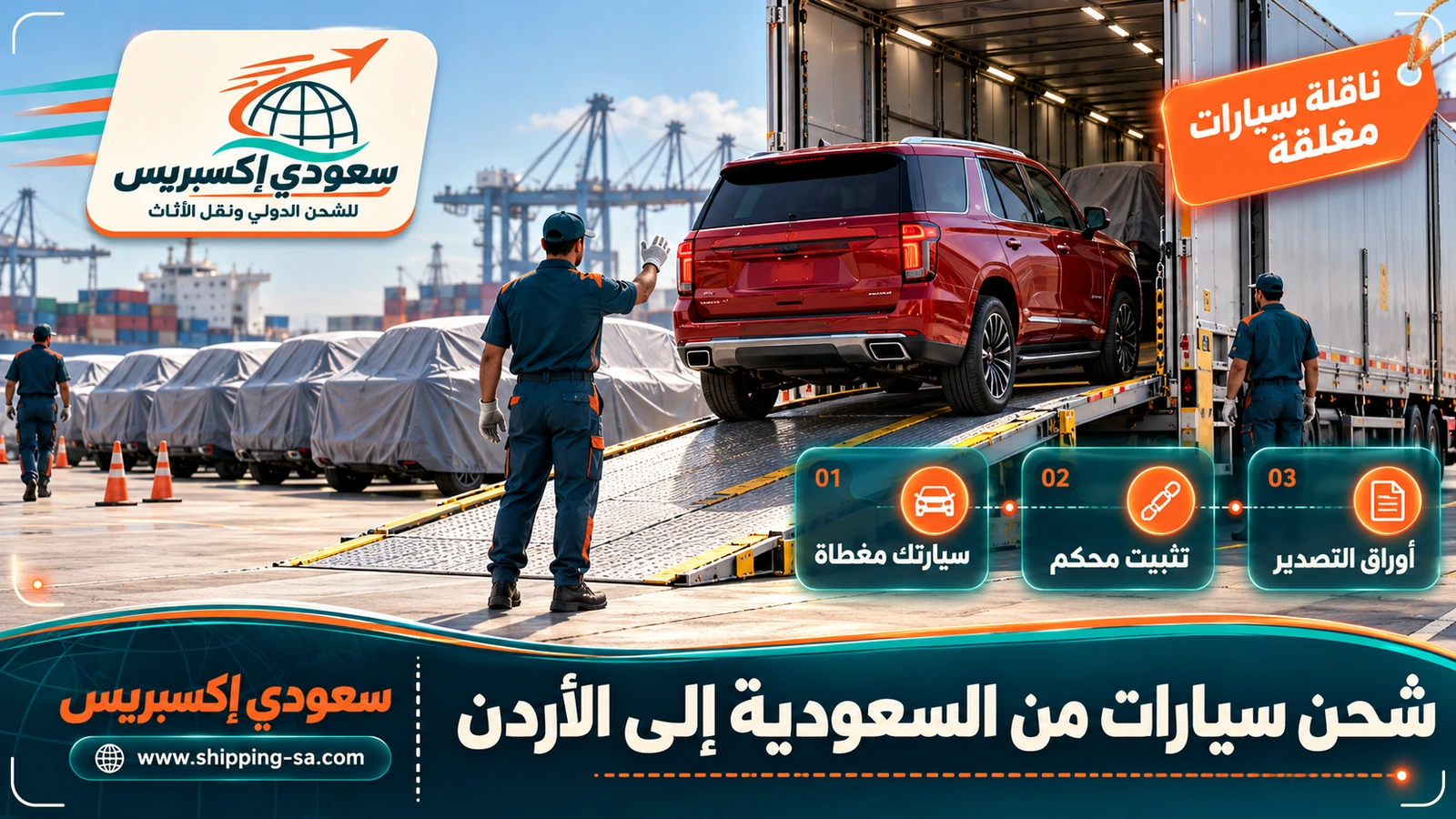 شحن سيارات من السعودية إلى الأردن