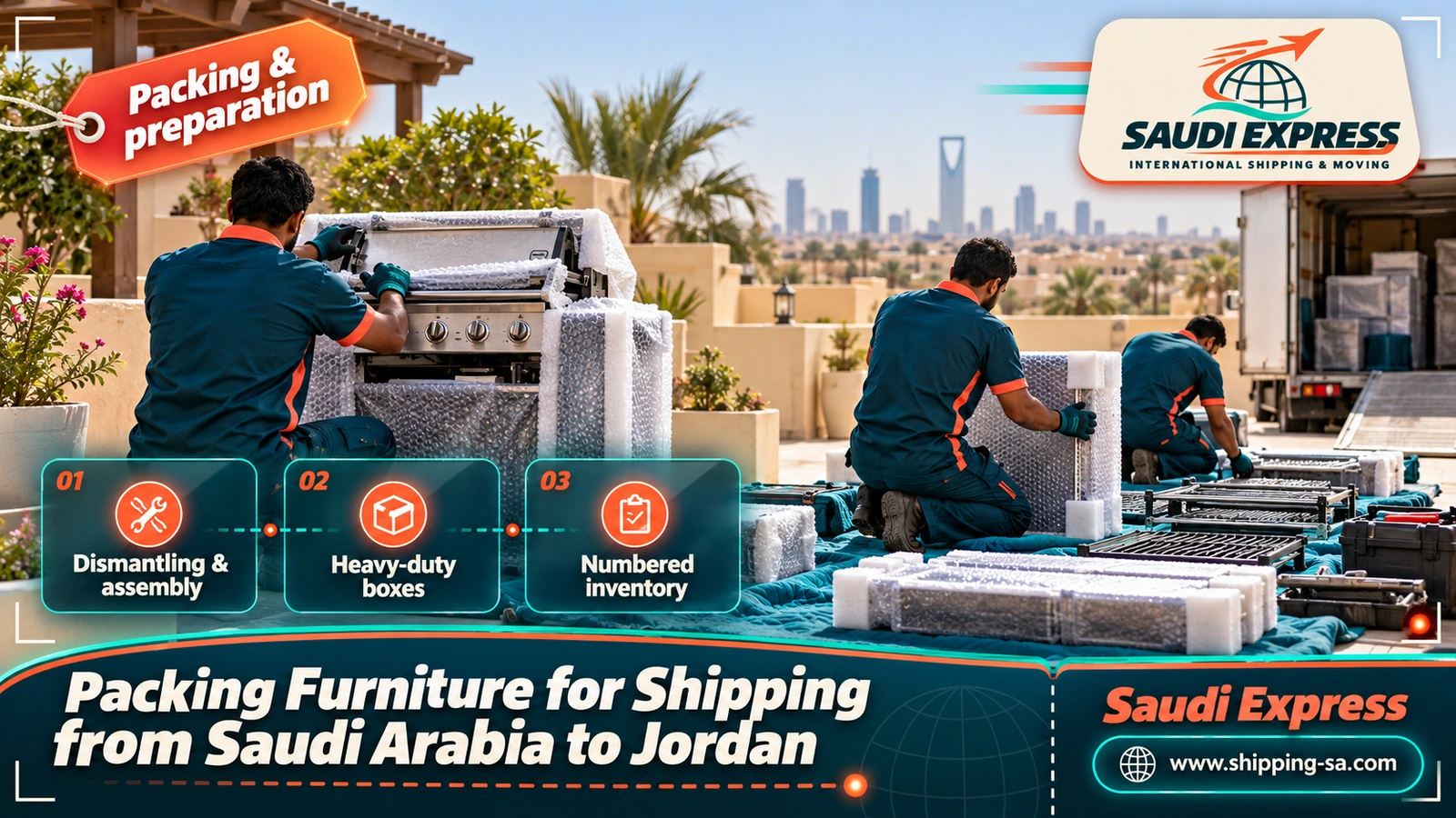 Packing Furniture for Shipping from Saudi Arabia to Jordan