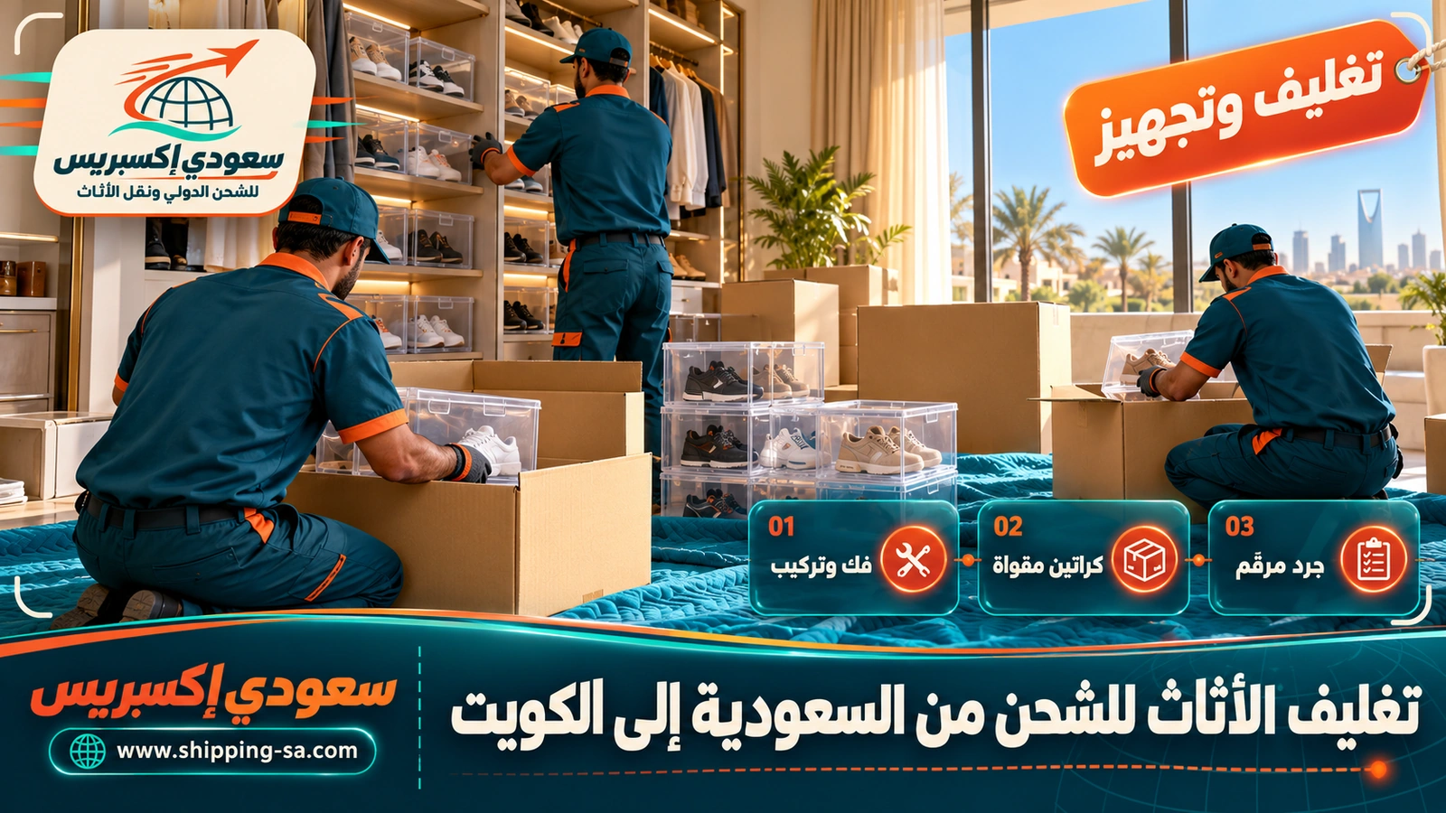 تغليف الأثاث للشحن من السعودية إلى الكويت