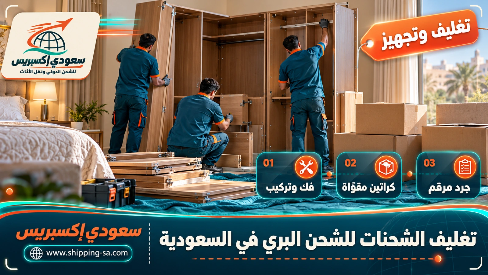 تغليف الشحنات للشحن البري في السعودية