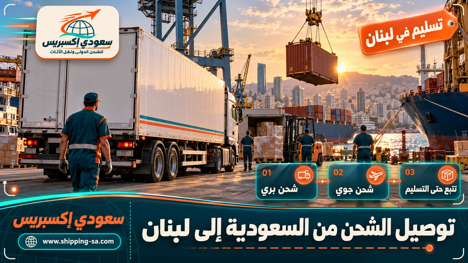 توصيل الشحن من السعودية إلى لبنان