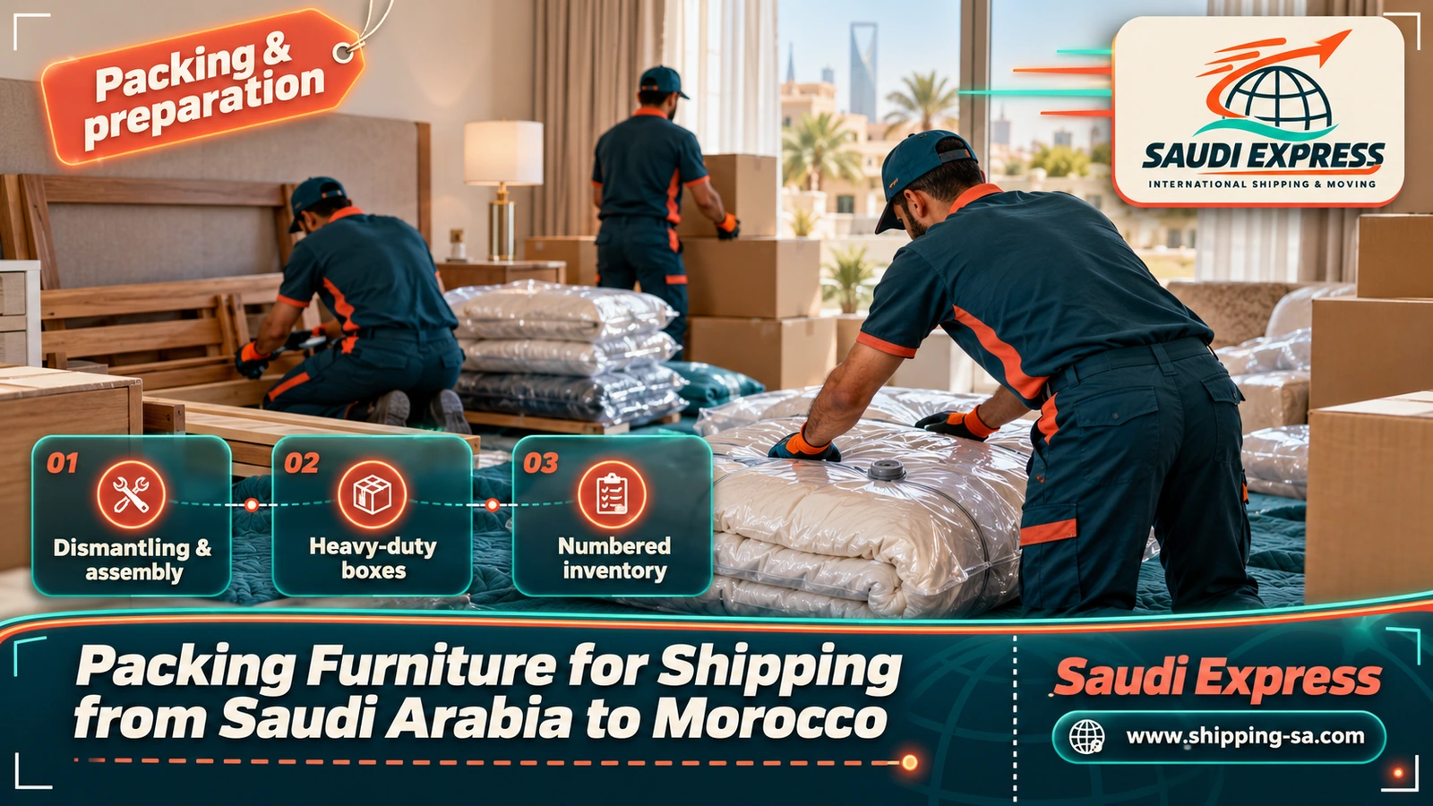 Packing Furniture for Shipping from Saudi Arabia to Morocco