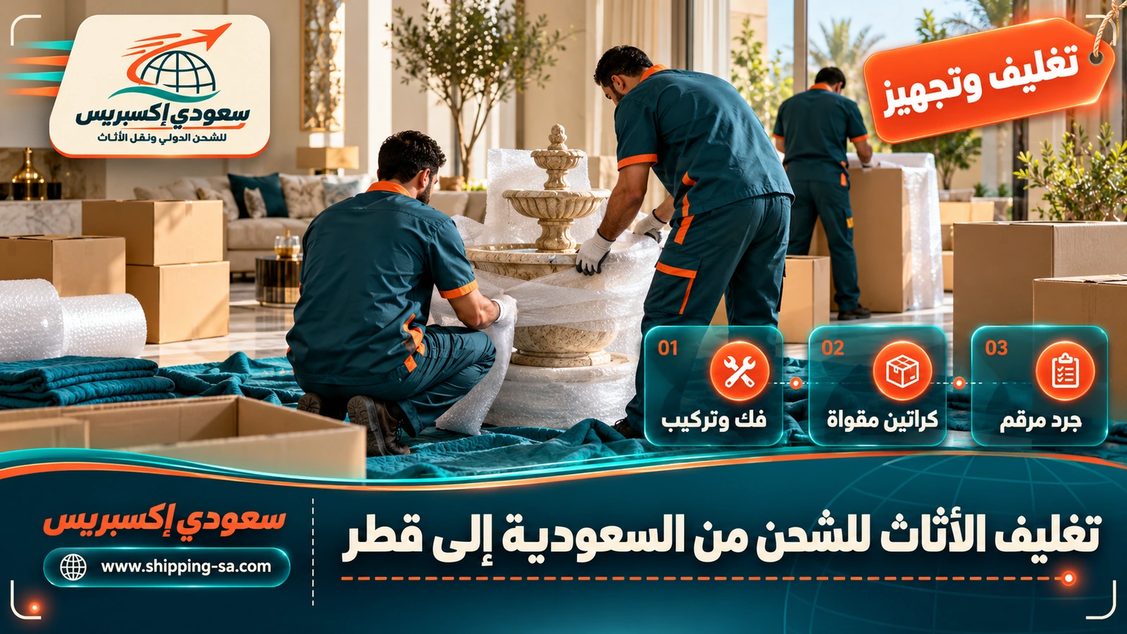 تغليف الأثاث للشحن من السعودية إلى قطر