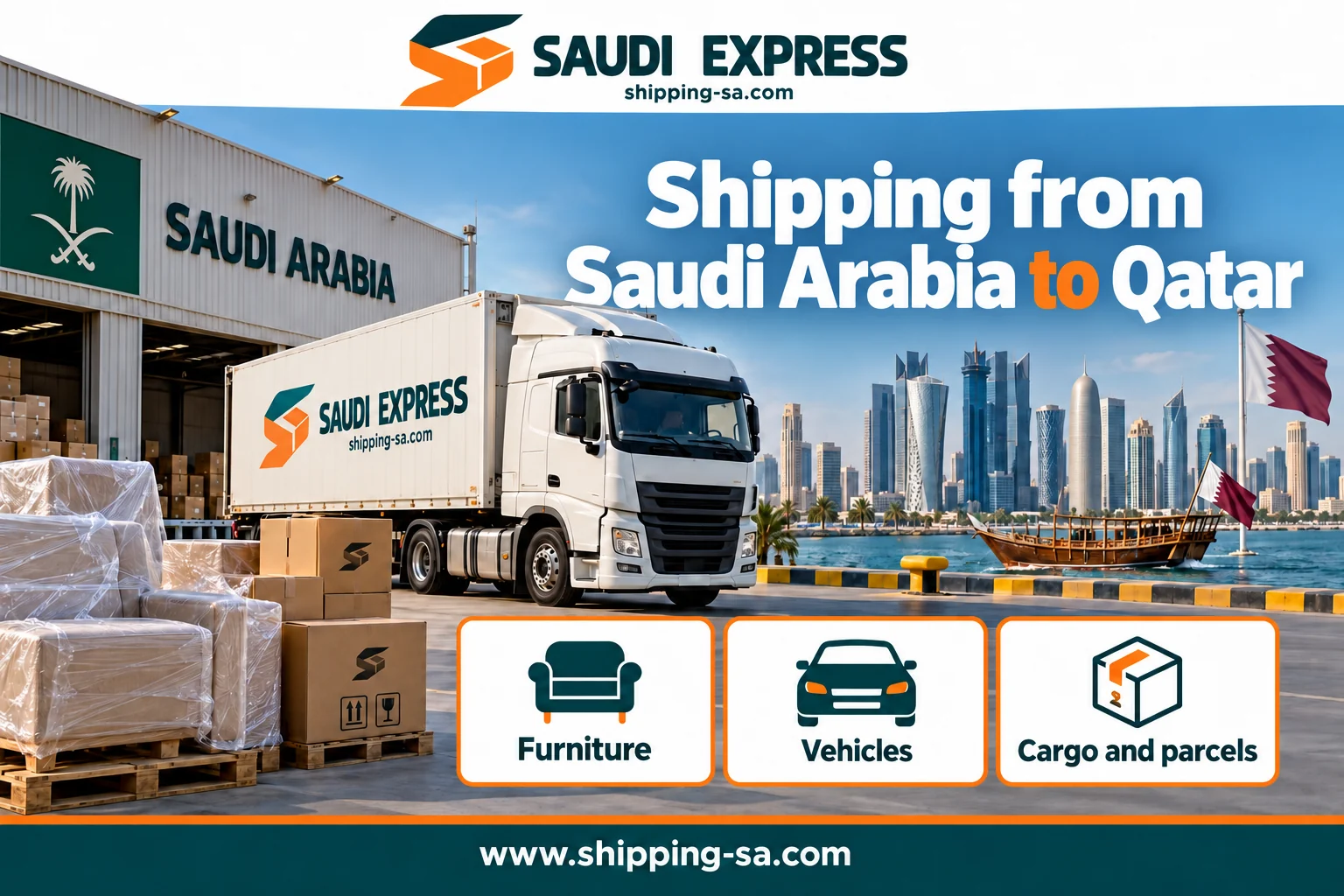 Shipping from Saudi Arabia to Qatar — furniture, cargo and parcels