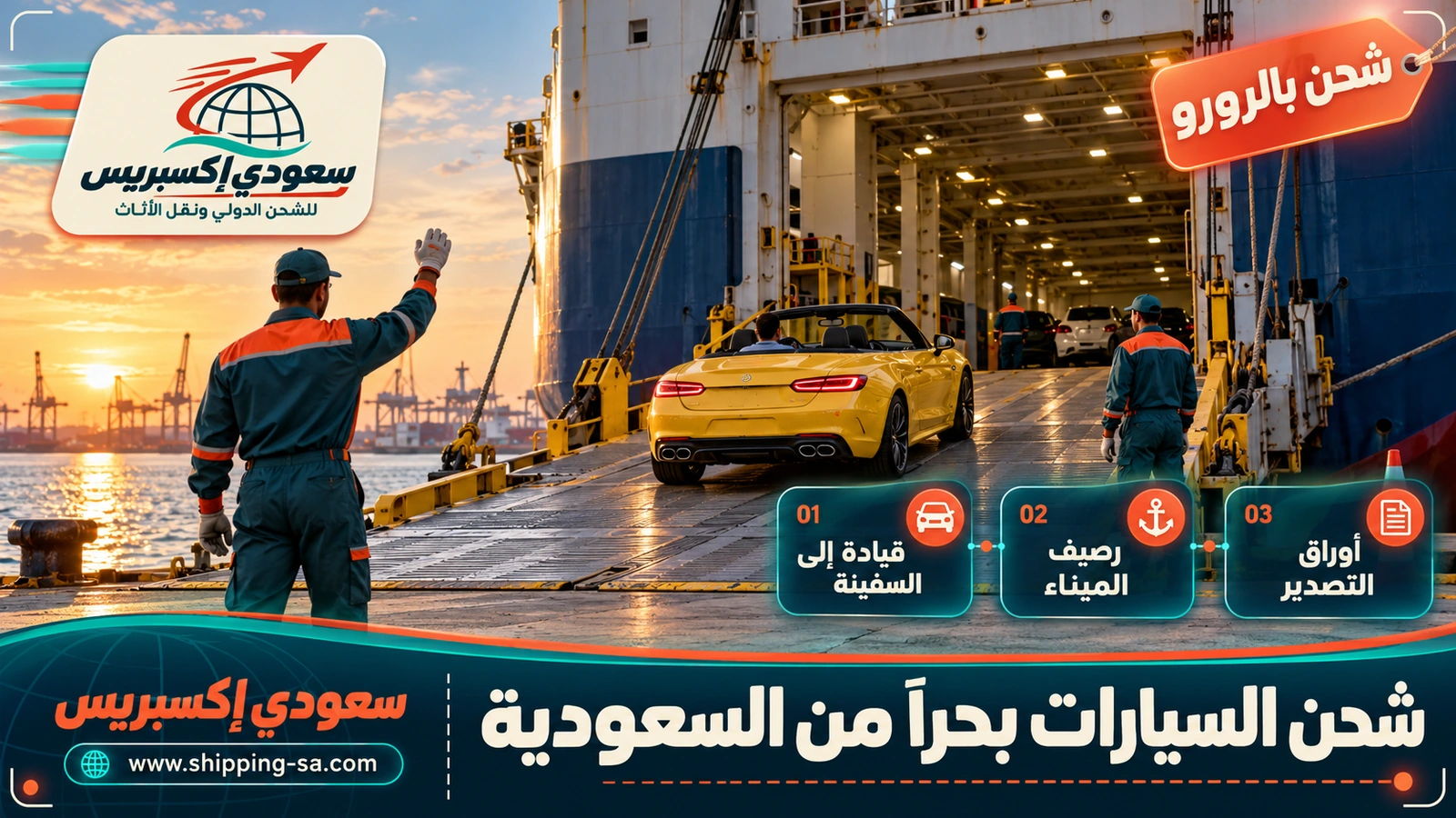 شحن السيارات بحراً من السعودية