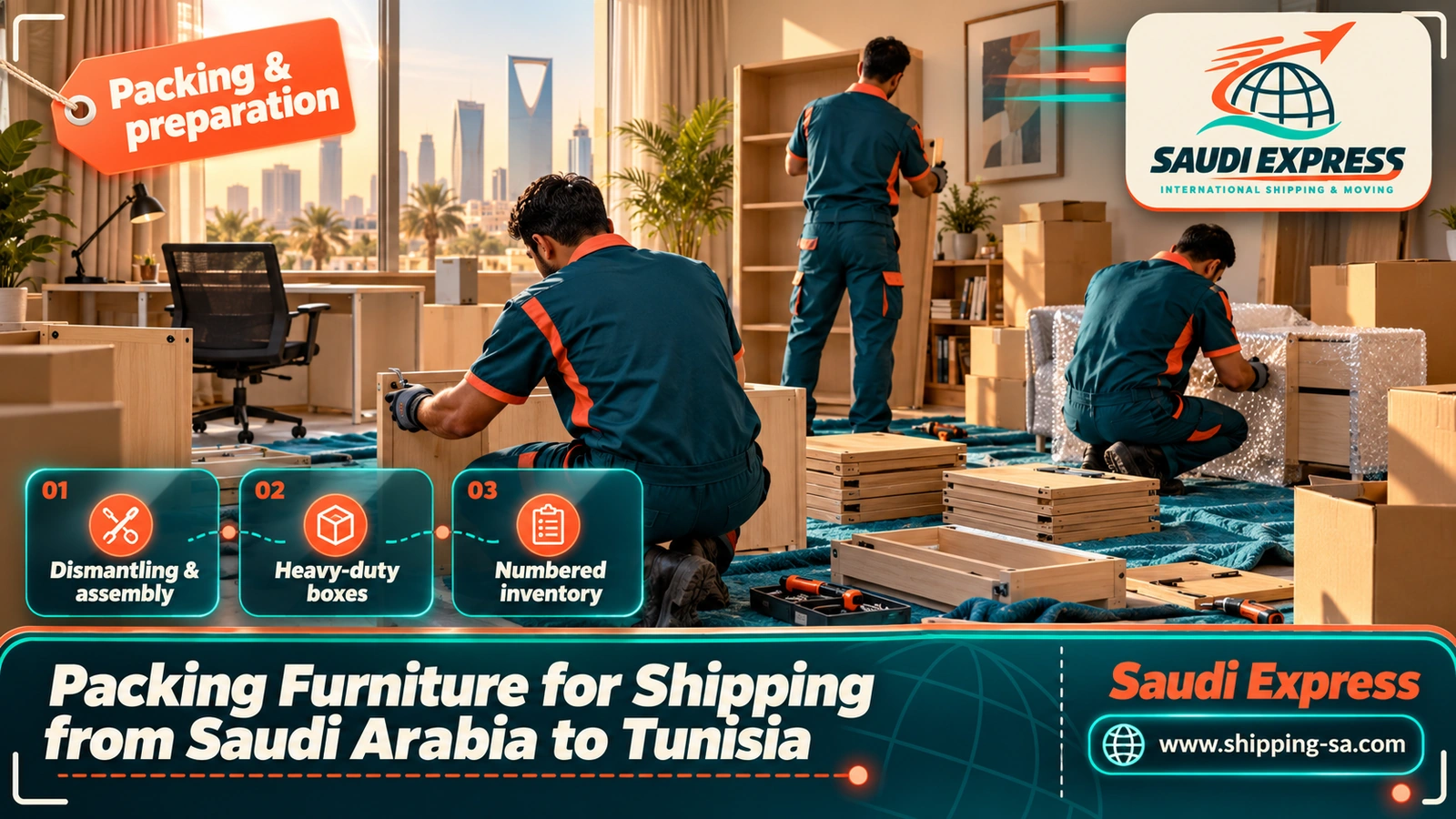 Packing Furniture for Shipping from Saudi Arabia to Tunisia