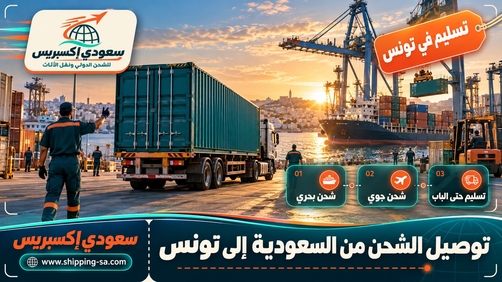 توصيل الشحن من السعودية إلى تونس