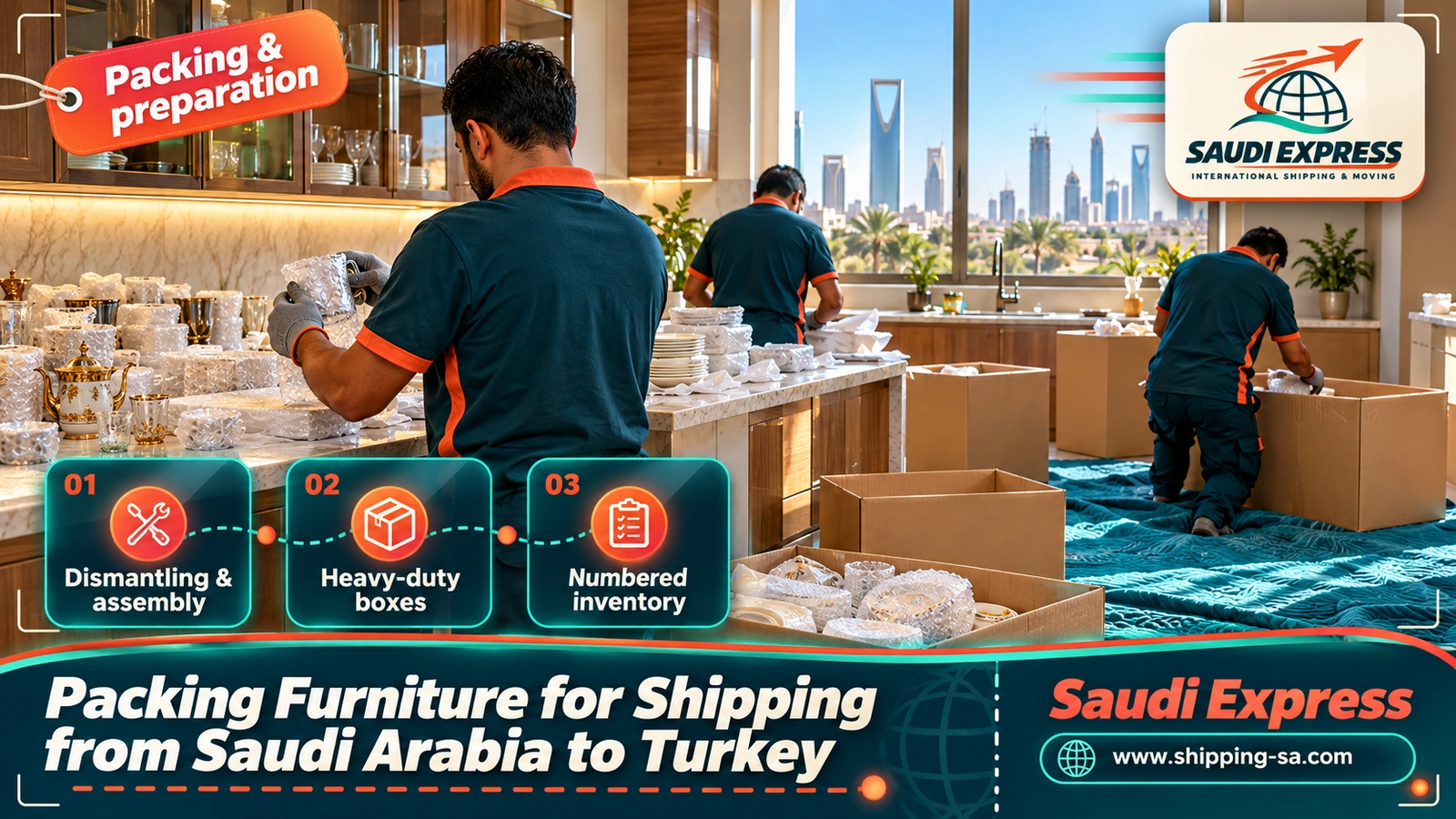 Packing Furniture for Shipping from Saudi Arabia to Turkey