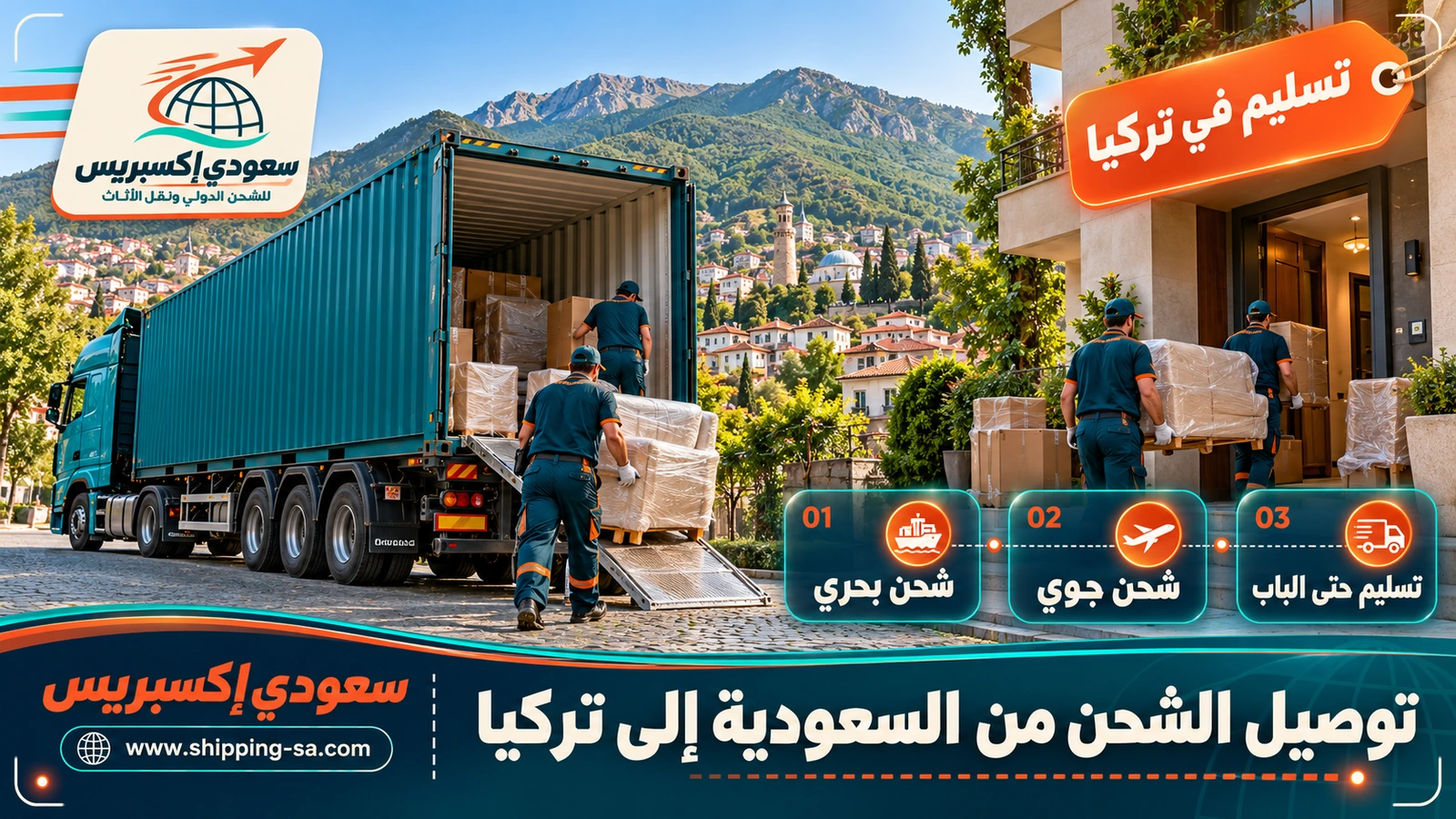 توصيل الشحن من السعودية إلى تركيا