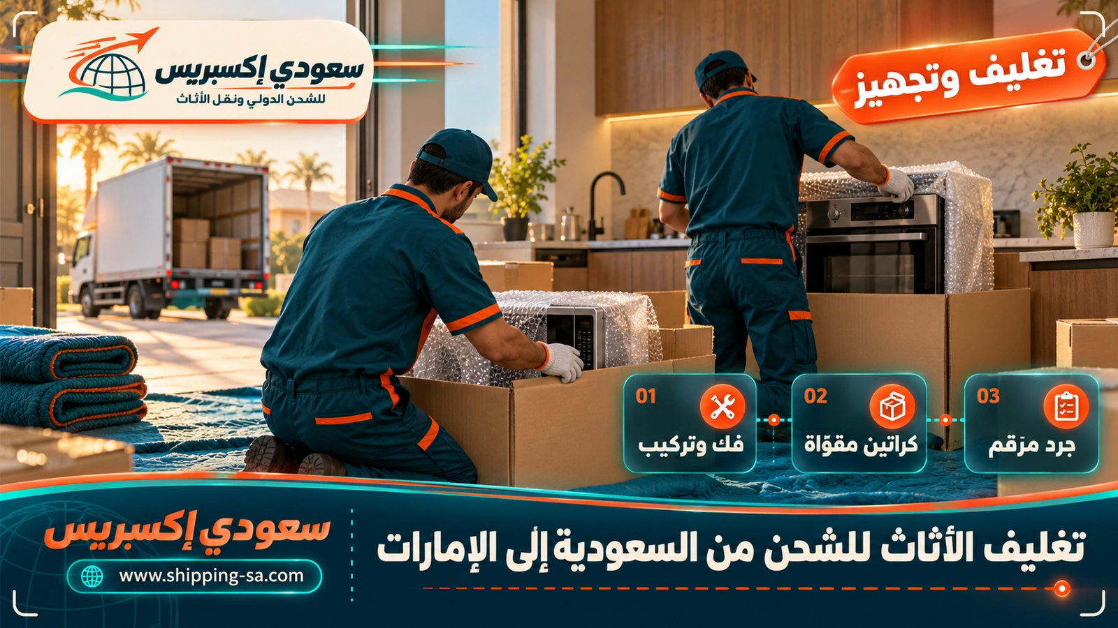 تغليف الأثاث للشحن من السعودية إلى الإمارات