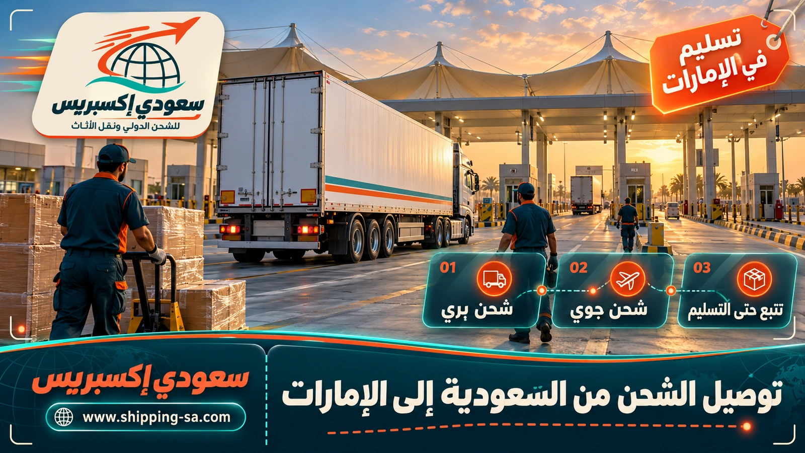 توصيل الشحن من السعودية إلى الإمارات