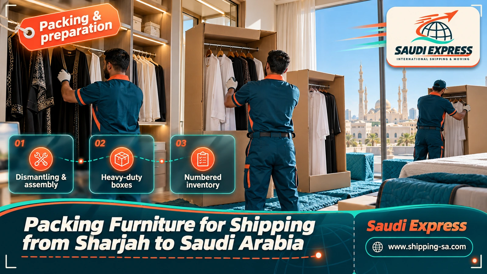 Packing Furniture for Shipping from Sharjah to Saudi Arabia