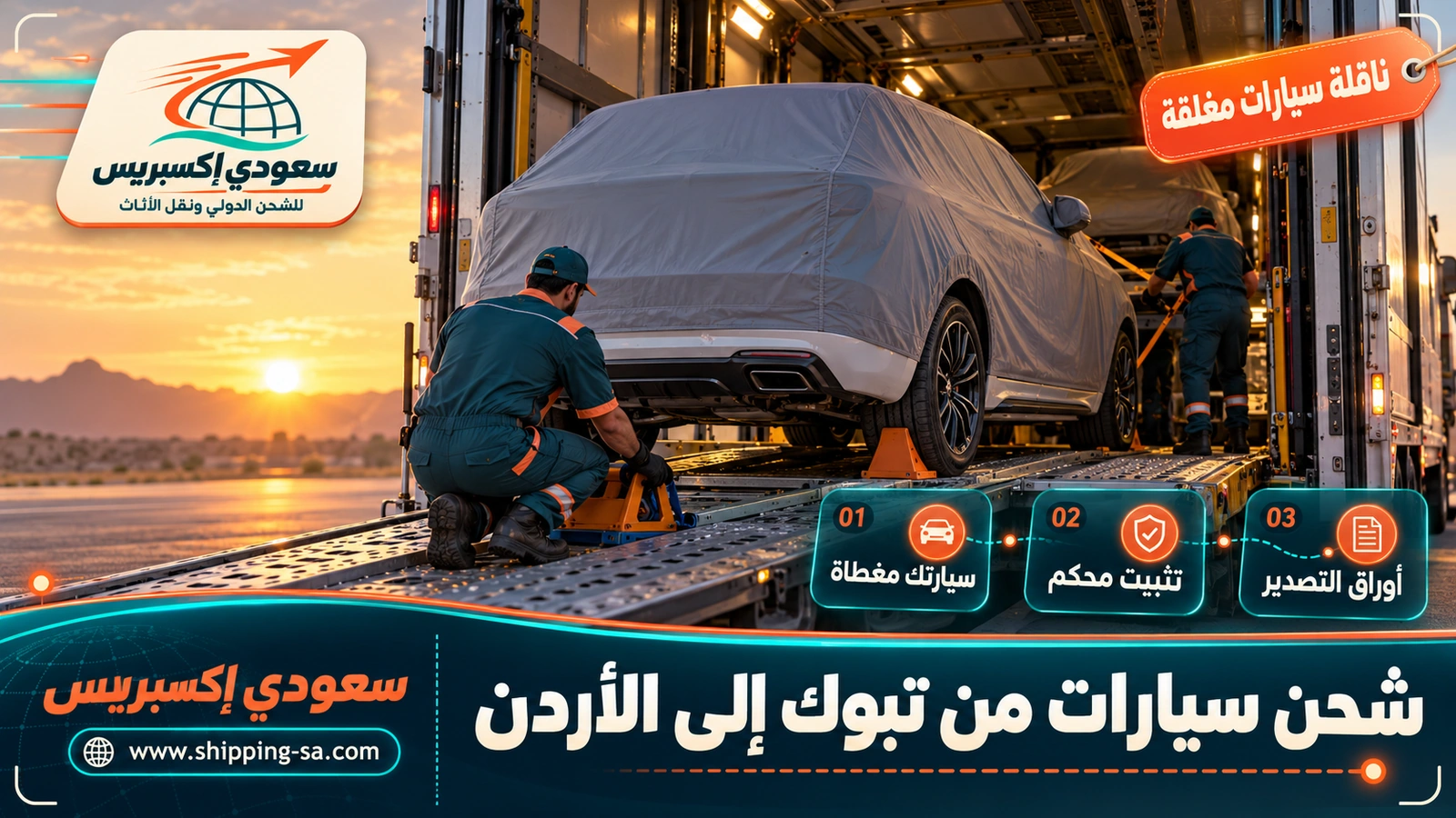 شحن سيارات من تبوك إلى الأردن