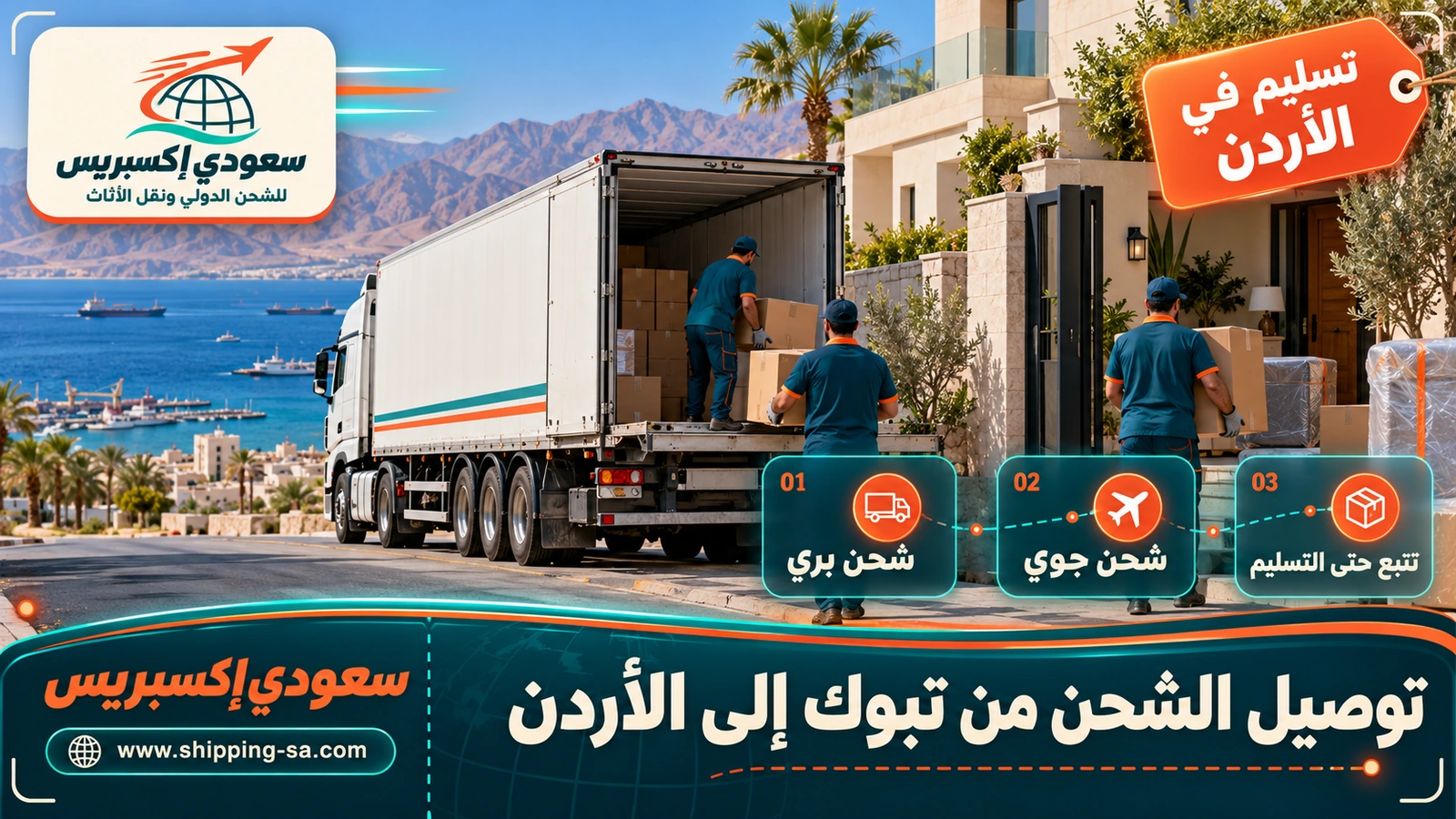 توصيل الشحن من تبوك إلى الأردن