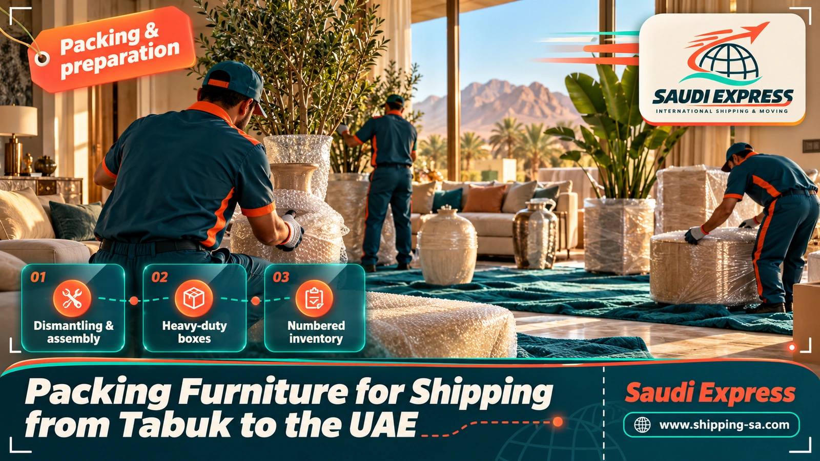 Packing Furniture for Shipping from Tabuk to the UAE
