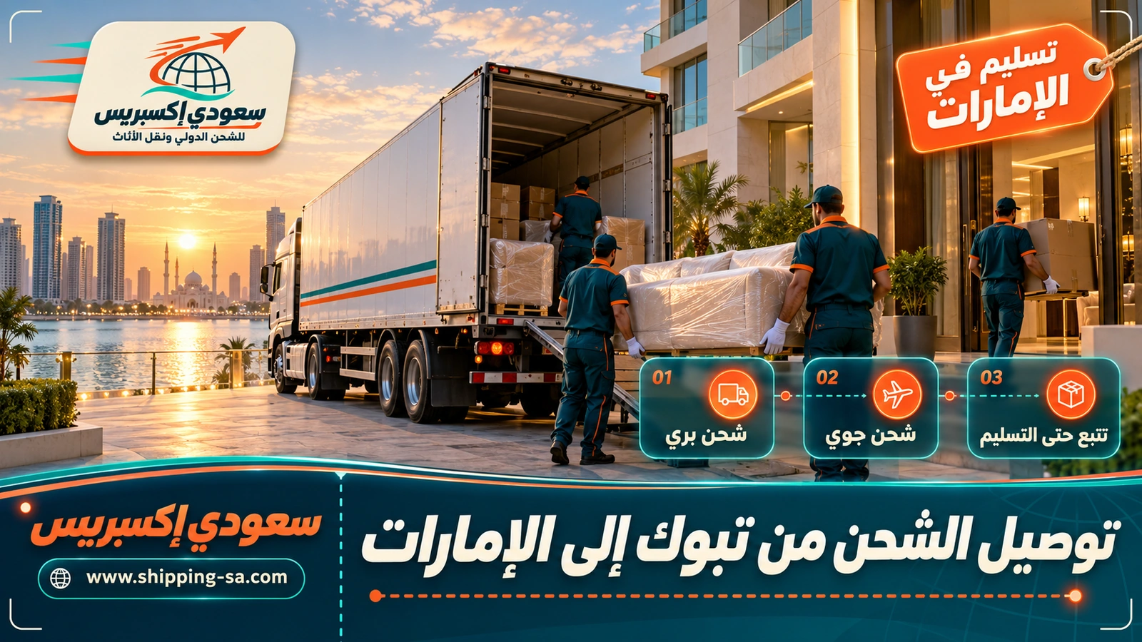 توصيل الشحن من تبوك إلى الإمارات
